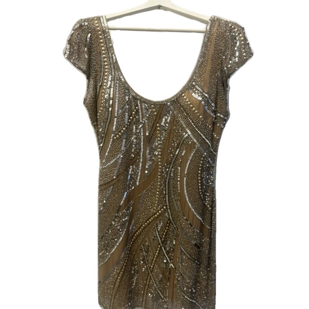 Scala Beaded Sequin Short Dress